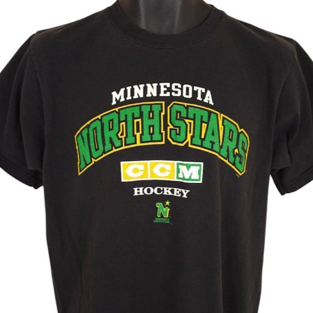 Minnesota North Stars T Shirt Mens Size Medium Black NHL Hockey Reebok
